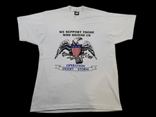 Vintage 90's Operation Desert Storm Single Stitch T Shirt Bald Eagle XL