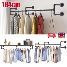 Industrial Pipe Clothing Rack Wall mounted Clothes Rail Hanging Display Rack UK