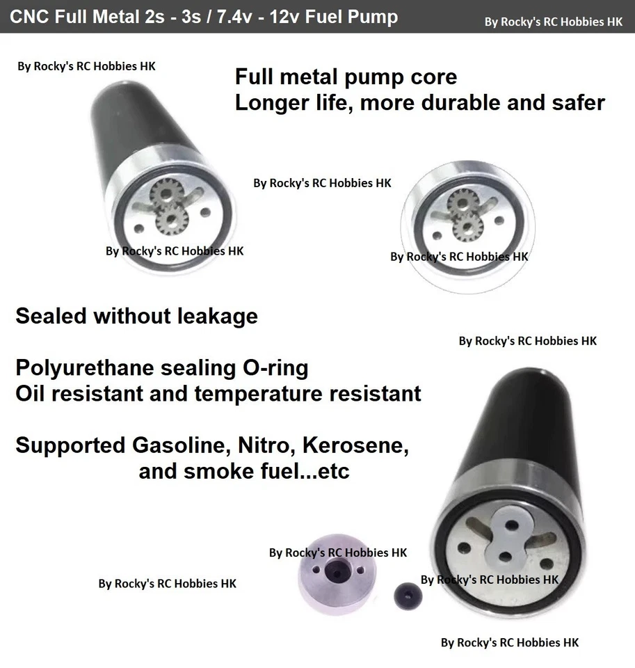 CNC Full Metal 2s 3s 7.4v 11.1v Fuel Pump for Re-Fill RC Turbine Jets Nitro GAS - Image 4 of 4