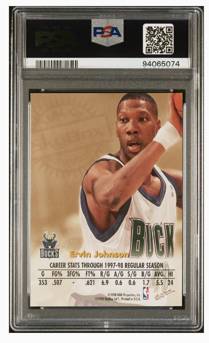 1998 SKYBOX AUTOGRAPHICS Ervin Johnson BLUE AUTO #46/50 PSA 8 Pop 