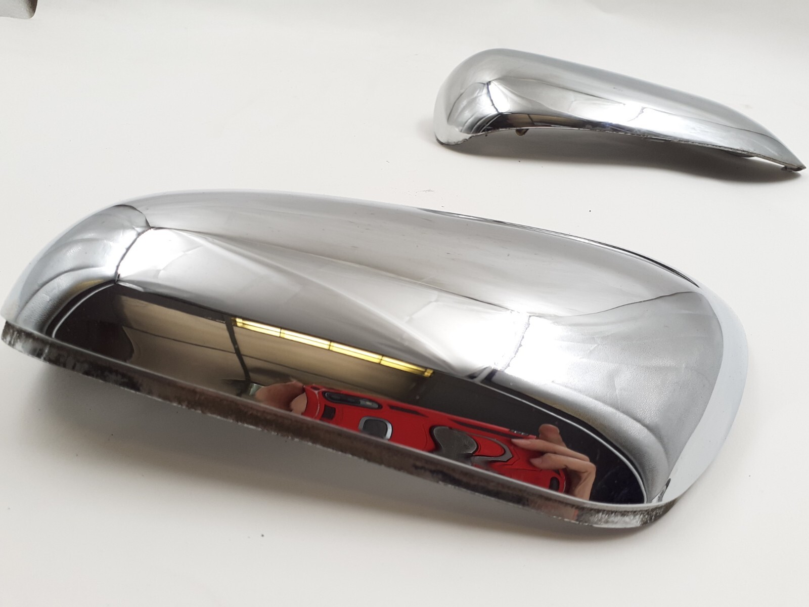 JAGUAR XK8 X300 X308 SILVER DOOR WING MIRROR COVERS CHROME BACKING TRIM