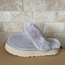 UGG DISQUETTE CAMPFIRE SUEDE FUR SLIDE PLATFORM SLIPPER SHOES SIZE 8 WOMEN