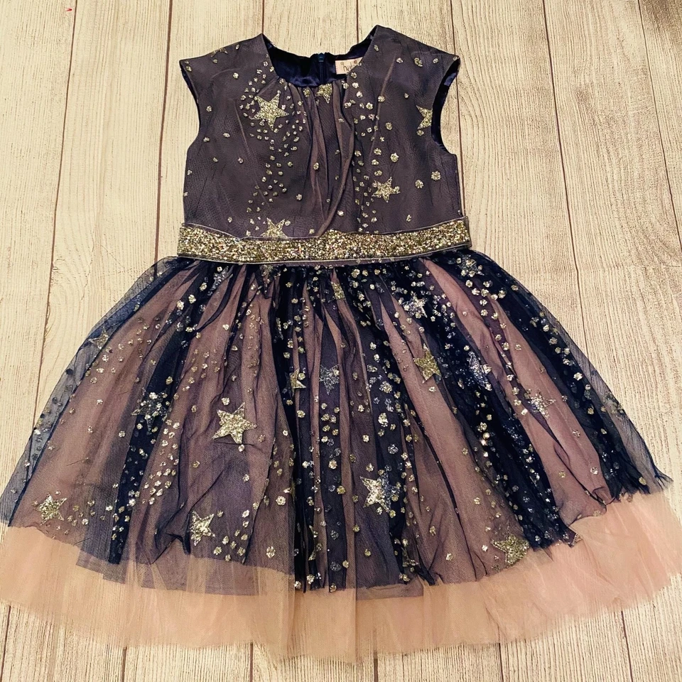 Halabaloo Sz 6 Blue/Silver Stars Dress NWT Chasing Fireflies - Image 3 of 4