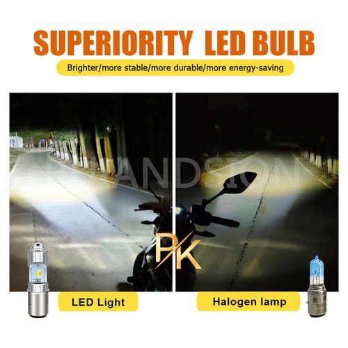 Ruiandsion BA20D 3570 3 LED Lampadina Moto Faro R2 DRL 10-80V Bianco Giallo - Picture 8 of 11