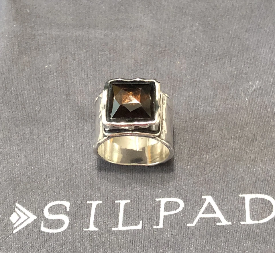 Anillo de cuarzo ahumado de plata de ley Silpada R1453 talla 8,25.  Usado en excelente estado Foto 2 de 4