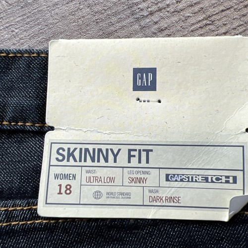 Gap Skinny Fit Jeans Womens 18 Dark Rinse Ultra Low Rise Full Length Stretch New - Picture 12 of 17