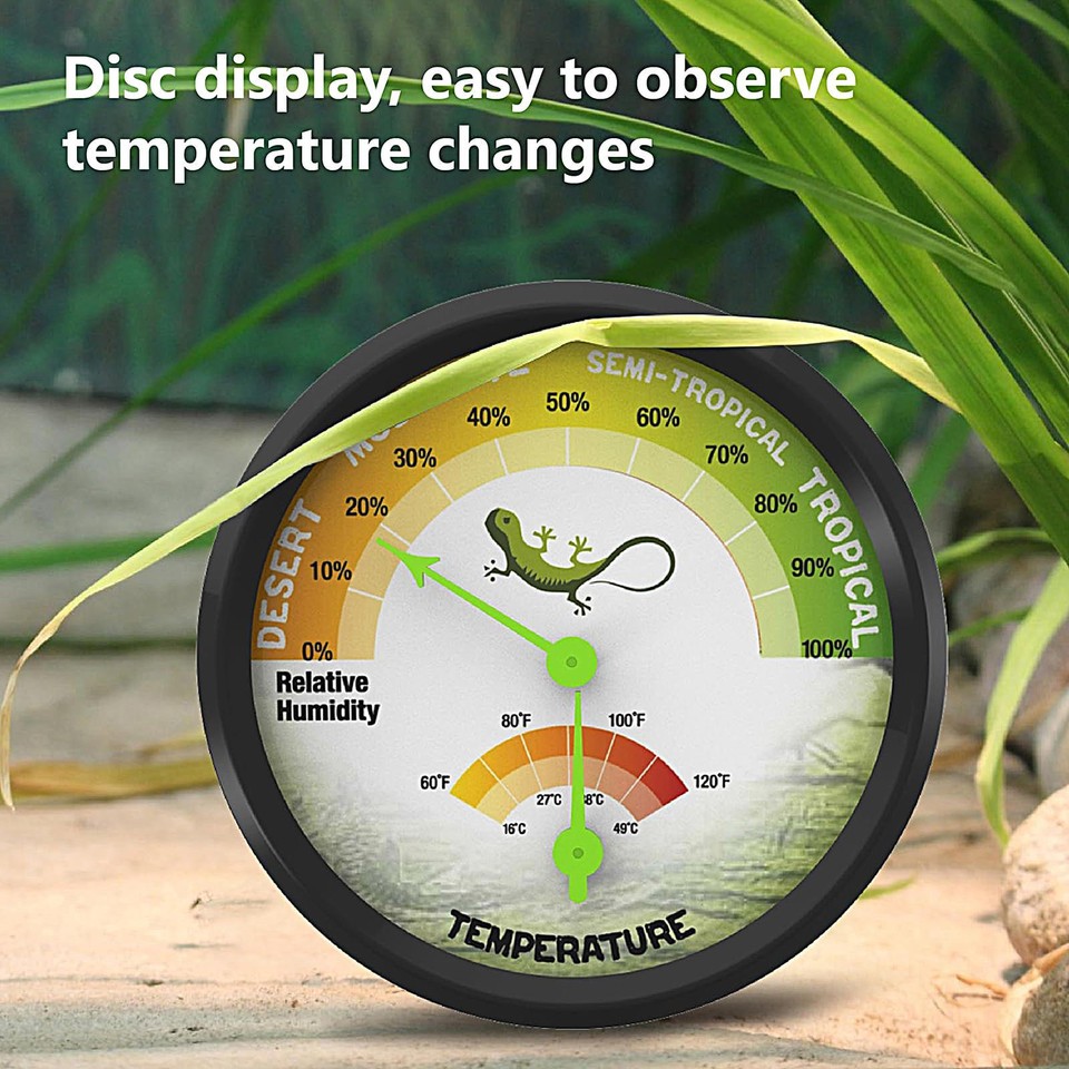 Image showcasing Reptile Tank Thermometer & Hygrometer for Vivarium Reptile Temp ...