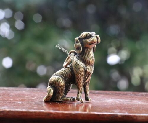 4 CM Chinese Pure Bronze Zodiac Animal Pet Dog beagle Dog Amulet Statue Pendant - 第 1/6 張圖片