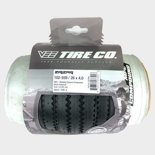 Vee Tire Zig Zag 26x4.0 White Wall Tire Folding Bead Multi Purpose Compound 26x4 - Picture 2 of 3