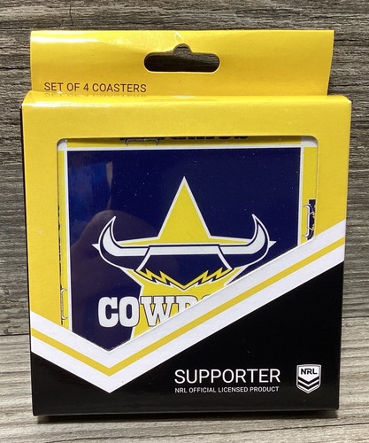 Juego de 4 posavasos North Queensland Cowboys NRL logotipo de equipo de fútbol espalda de corcho 10 cm - Imagen 6 de 9