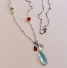 NEW HANDCRAFTED SUNDANCE CHARM MULTI GEMSTONE SILVER NECKLACE ARTISAN