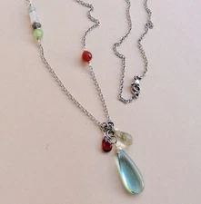 NEW HANDCRAFTED SUNDANCE CHARM MULTI GEMSTONE SILVER NECKLACE ARTISAN