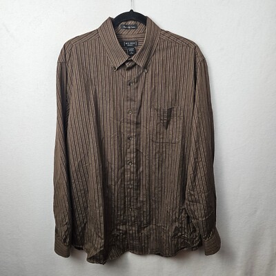 W.H. Belk Shirt Men's Size XL Brown Striped Long Sleeve Button Up | eBay