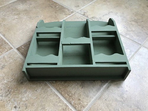 Vintage Wooden Spice Rack Organizer Shelf Wall Mount Matte Sage Farmhouse Green - Picture 6 of 16