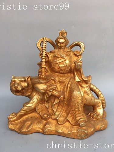11.2" China Taoism bronze Gilt Money God of wealth Zhao Gongming statue