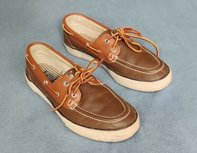 Polo Ralph Lauren Men's Sander Brown Leather Boat Shoes Sz D