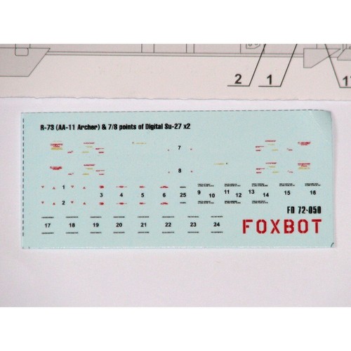 FOXBOT 72-050 1:72 Decals Soviet Missile R-73 AA-11 Archer & 7/8 of Digital Su27 - Picture 2 of 12