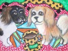 Tibetan Spaniel Drinking Coffee Dog Collectible 8 x 10 Art Print Signed by Ksams