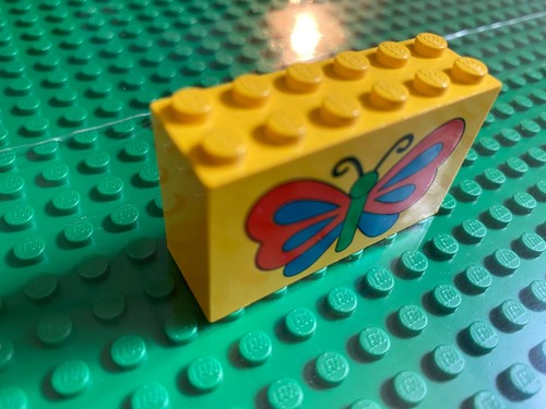 LEGO (6213) 2x6x3 GELB DEKORIERT SCHMETTERLING 1 Stein Brick Basic Steine