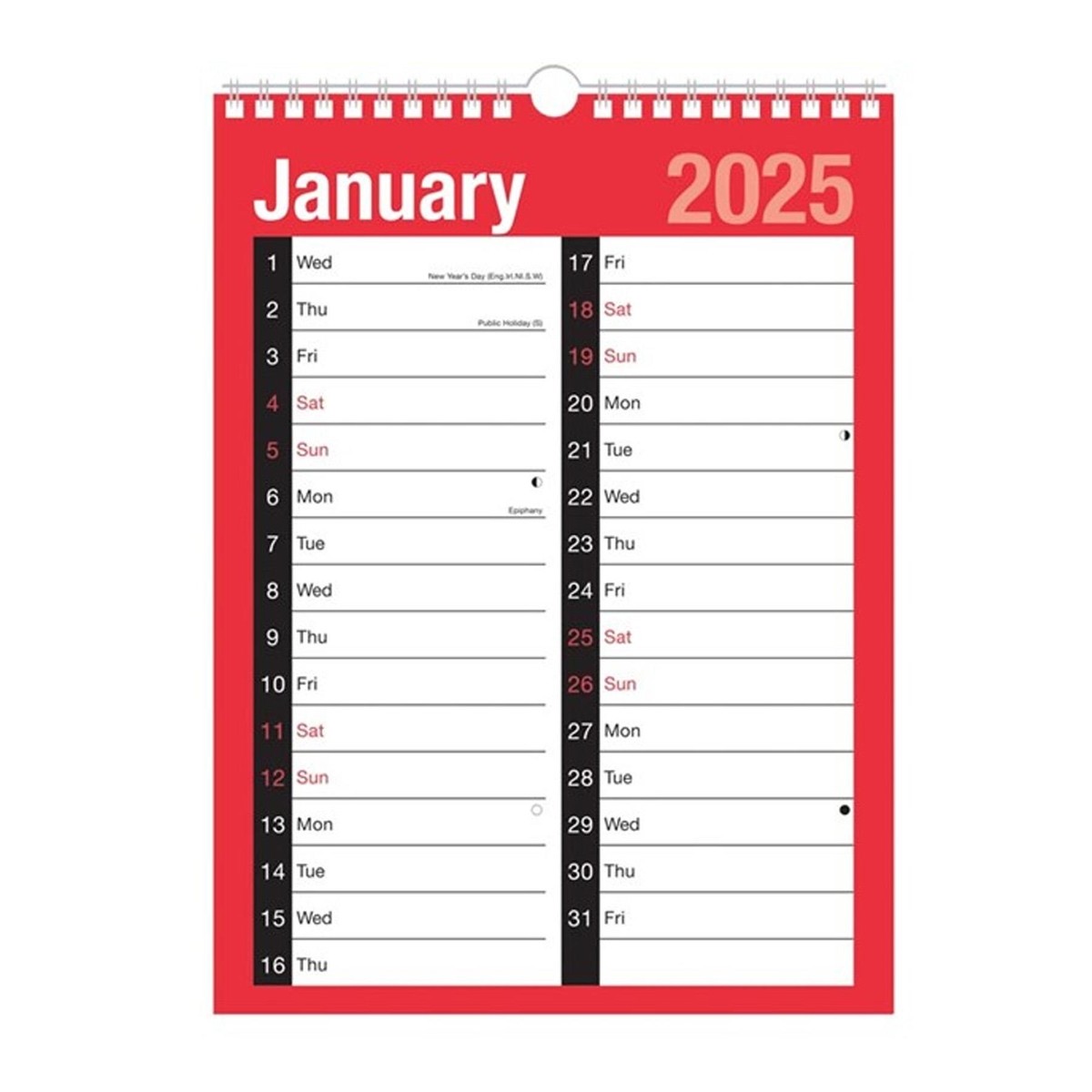 2025-a4-large-print-2-column-calendar-spiral-bound-month-to-view-ebay