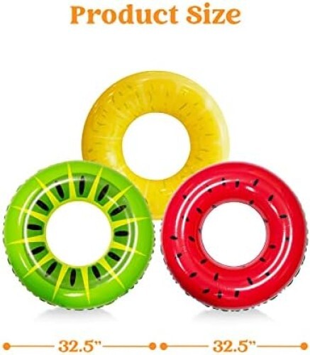 3 Pack Inflatable Pool Floats Fruit Swim Tube Pool Rings Swimming Floaties - Picture 7 of 8