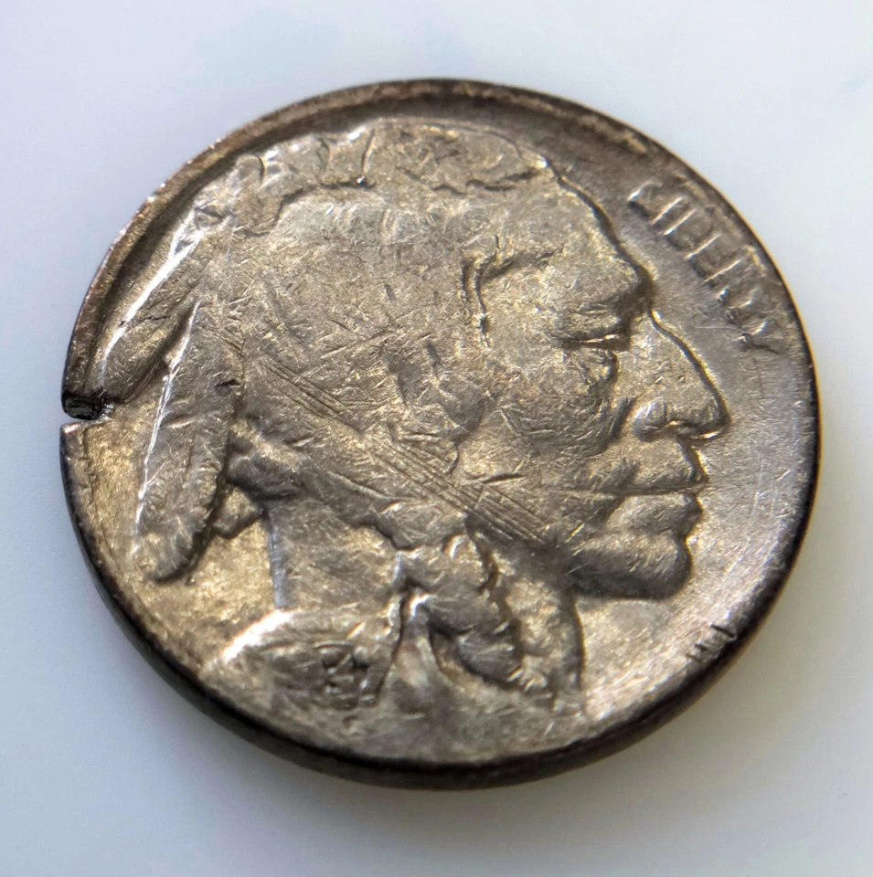 1937-D Buffalo Nickel w/ Clipped Planchet & Grease Strike Error! - Image 2 of 4