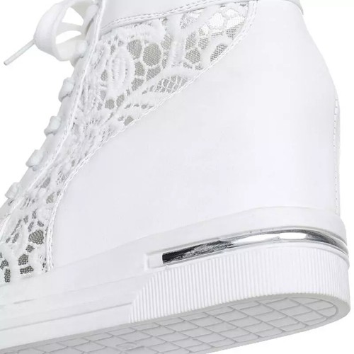 Women Wedge Platform Sneakers Lace Up High heels Shoes Round Toe Pumps Casual - 第 5/14 張圖片