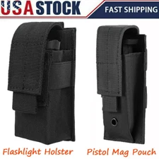 Tactical Molle Flashlight Knife Holster Pistol Single Magazine Pouch Tool Holder