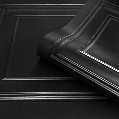Amara Holzplatte 3D Effekt Tapete Belgravia Struktur Vinyl Schwarz Metallic