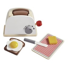 Mud Pie Kids Wood Toy Toaster 7 Pc Breakfast Pretend Kitchen Play Set Toast Egg