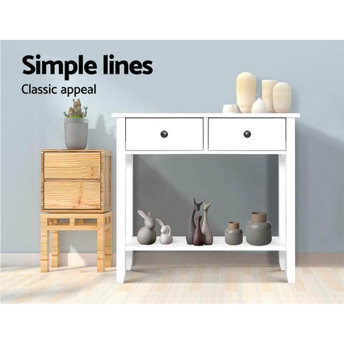 Artiss Console Table Hall Side Entry 2 Drawers Display White Desk Furniture - Picture 5 of 9