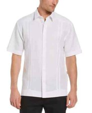 Cubavera Men's Linen Blend No Pocket Guayabera Shirt XXL In White