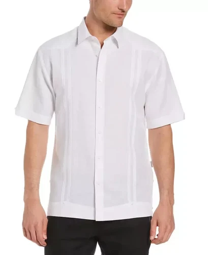 Cubavera Men's Linen Blend No Pocket Guayabera Shirt XXL In White