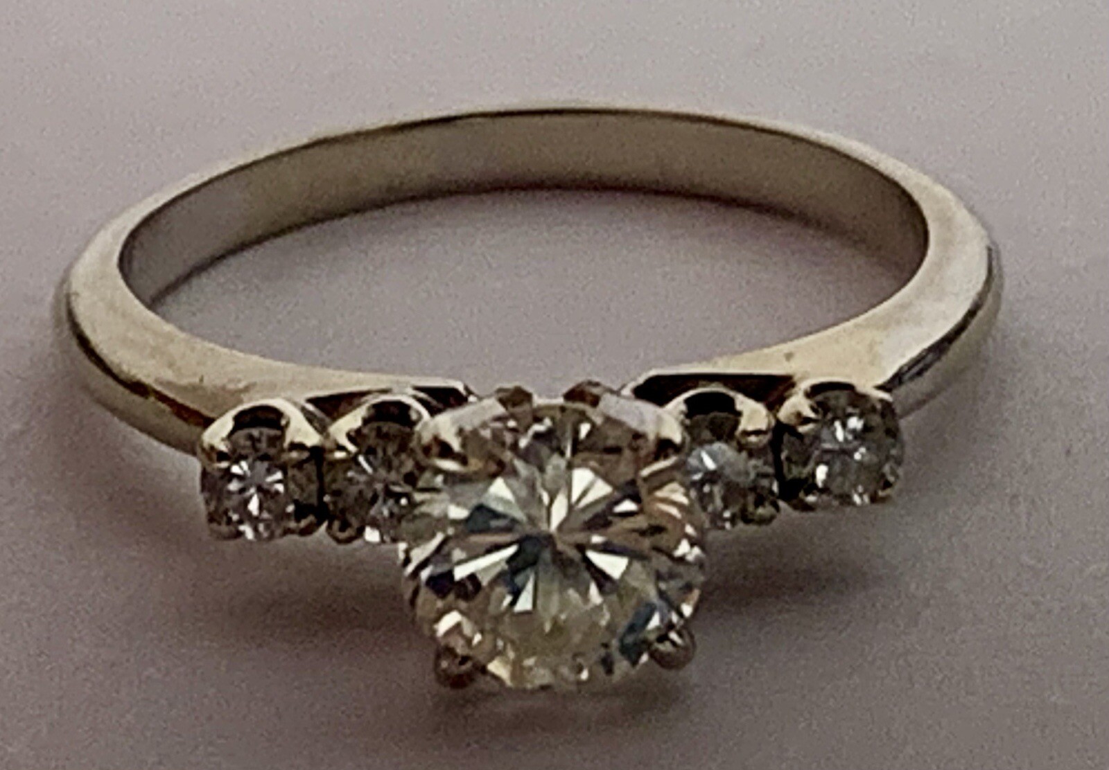 Solitaire 14k Solid White Gold Diamond Ring. Esta… - image 1