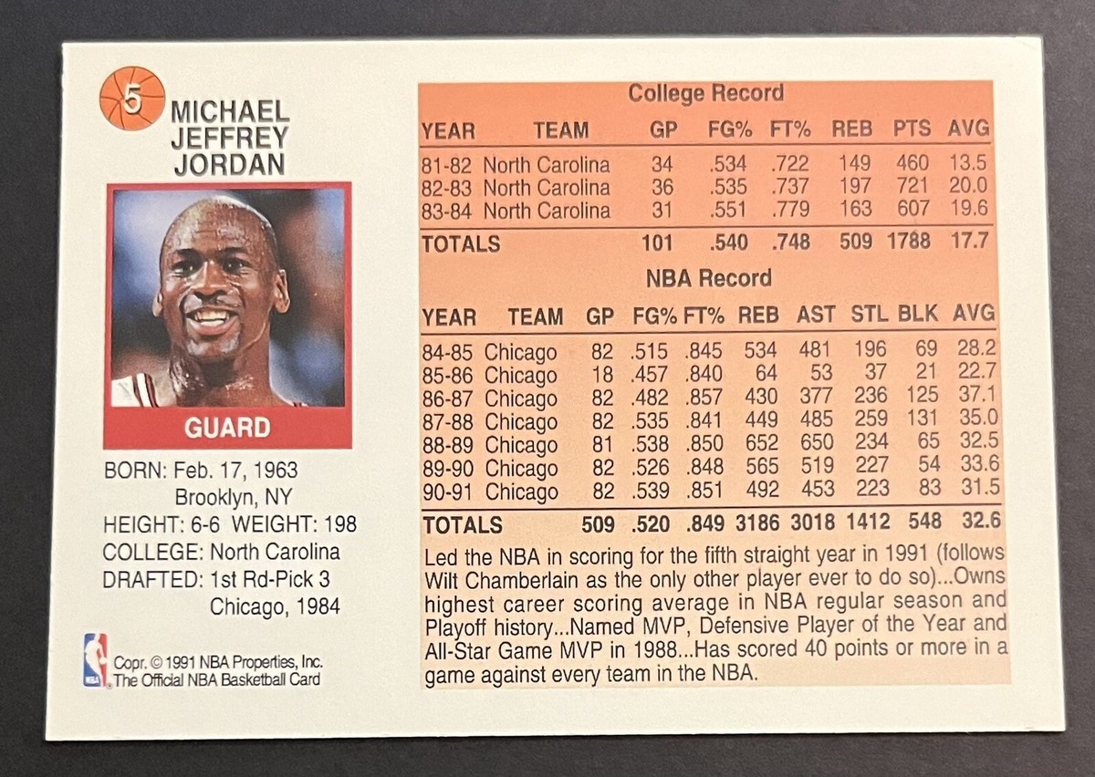 1991-92 HOOPS MICHAEL JORDAN #5 MVP MOST VALUABLE PLAYER CHICAGO