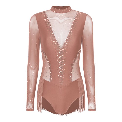 Womens Figure Ice Skating Leotard Rhinestones Fringe Latin Dance Dress AU - Picture 44 of 65