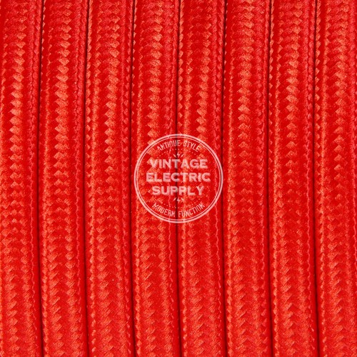 Red Parallel (Flat) Cloth Covered Wire - Antique Lamp Cord - UL Listed
