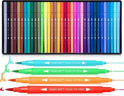Real Brush Pens, 35 Paint Markers with Flexible Brush Tips, Professional.