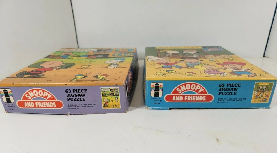 Lote de 2 rompecabezas Snoopy and Friends vintage 63 piezas artesanía completa decoración colgante Foto 2 de 4