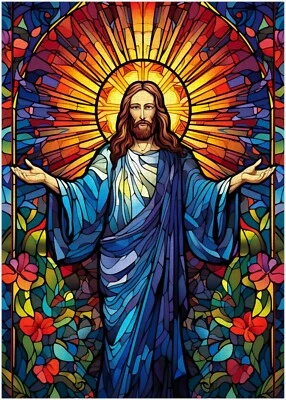 ART OF SOCKS Glasmalerei Jesus von Nazareth Puzzle 300/500/1000 Teile