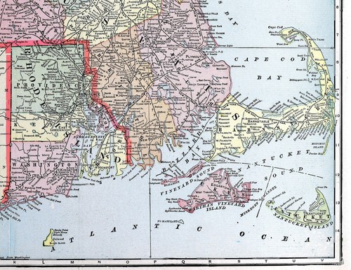 1901 Tunison Map Massachusetts Rhode Island Boston Providence Cape Cod Worcester - Picture 4 of 6