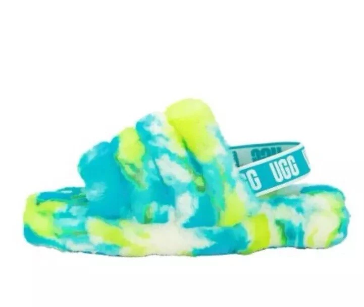 UGG Sandalo Ciabatta Bambini Fluff Yeah Slide Marmo Oasi Blu Zolfo Tg 6 1123636K