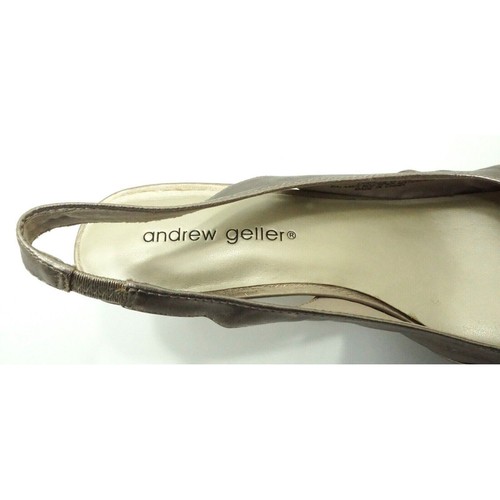 Andrew Geller Gold Joella 2 1/2" Heels Women's 8 M Sling Back Open Toe Shoes - Picture 9 of 12