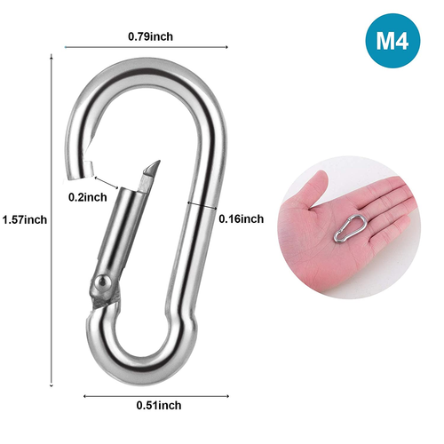 12PCS M4 Carabiner Clip Hook, Heavy Duty Spring Snap, Small Stainless Steel Ring - Picture 2 of 8