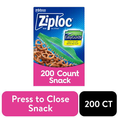 Ziploc  Brand Snack Bags with Grip 'n Seal Technology, 200 Count