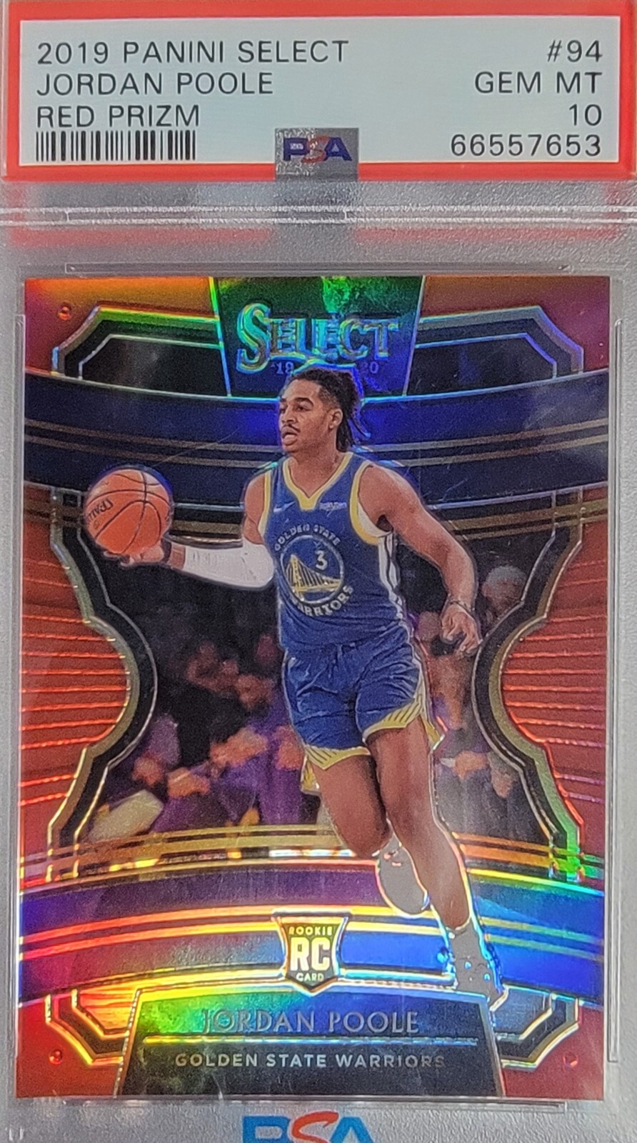 2019 Panini Select Jordan Poole #94 Red Prizm Rookie RC #ed /199 PSA 10 💎📈 GEM