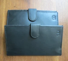 Lot of 2 Black Leather Standard Check Register Wallets Uni-sex Design