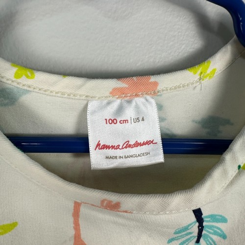 Hanna Andersson Girls Swing Dress Ivory Pockets Tropical Beach Size 100cm / 4 - Picture 2 of 3