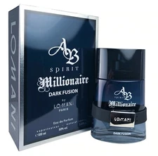 LOMANI AB SPIRIT MILLIONAIRE DARK FUSION EDP SPRAY FOR MEN 3.3 Oz / 100 ml NEW!