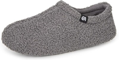 VeraCosy Damen graue flauschige Fell Memory Foam Hausschuhe leicht atmungsaktiv